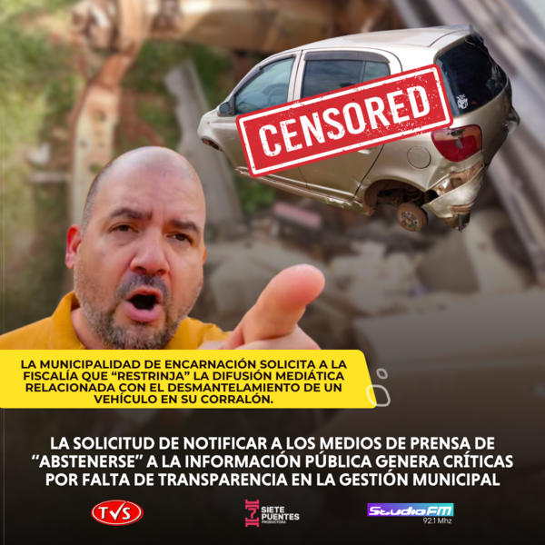 Municipalidad de Encarnación solicita a la Fiscalía restringir la difusión mediática del caso de desmantelamiento de vehículo en su corralón - TVS