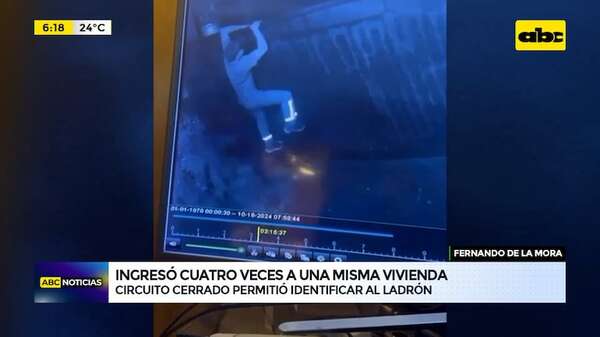 Video: Mediante CCTV identifican a ladrón que ingresó cuatro veces a una misma casa - ABC Noticias - ABC Color