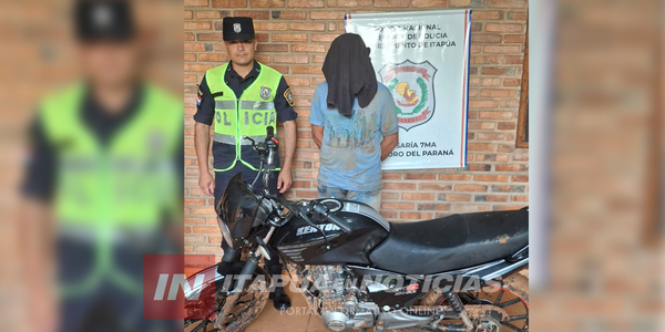 POLICÍA RECUPERA MOTOCICLETA HURTADA Y DETIENE A UN HOMBRE EN SAN PEDRO DEL PNÁ. - Itapúa Noticias