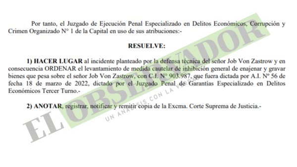 A Ultranza Py: Levantan bloqueo de bienes de condenado en procedimiento abreviado
