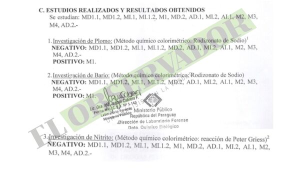 Pericia del Ministerio Público no detecta rastros de nitritos, plomo y bario en manos de “Lalo Gomes
