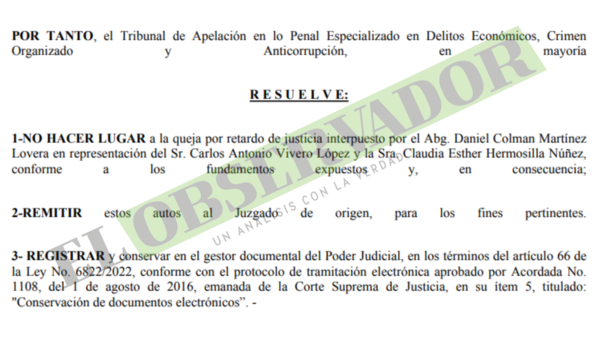 Status: Cámara rechaza queja por retardo al no ser la vía para atacar providencia