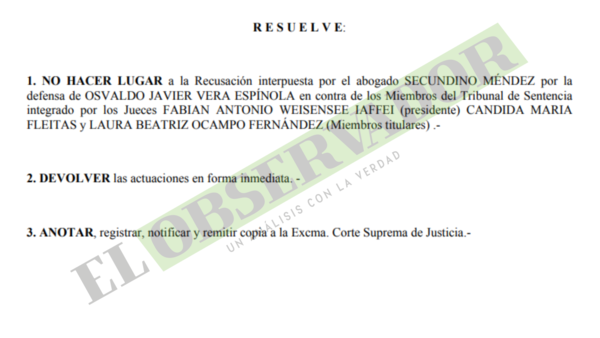 Caso Bower: Cámara ratifica a Tribunal de Sentencia y se ordena devolución de actuaciones