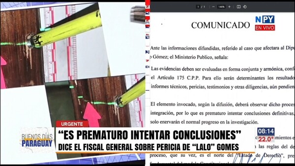 Caso Gomes: FGE dice que es prematuro sacar conclusiones tras prueba de parafina
