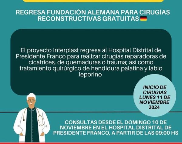 Presidente Franco: médicos alemanes regresan a para realizar cirugías reconstructivas gratuitas