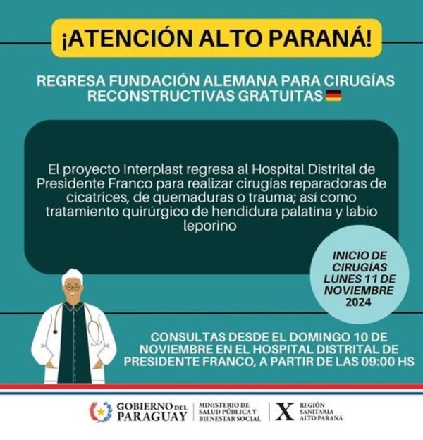 Médicos alemanes regresan a Franco para ofrecer cirugías reconstructivas gratuitas - ADN Digital