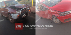 CAMIONETA Y AUTOMÓVIL PROTAGONIZARON APARATOSA COLISIÓN EN ENCARNACIÓN - Itapúa Noticias