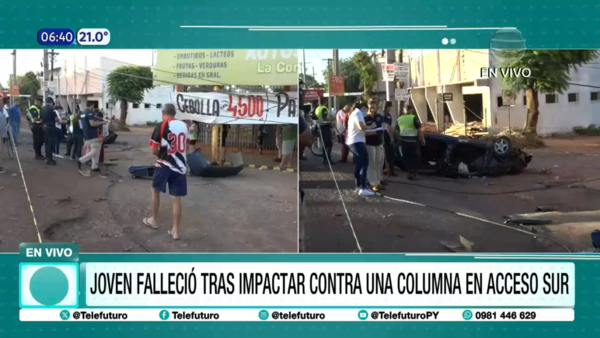 Joven muere tras impactar contra una columna en Acceso Sur