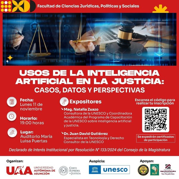 "Inteligencia Artificial en la Justicia" será el foco de seminario académico organizado con apoyo de la Corte Suprema » San Lorenzo PY