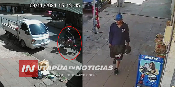 HURTO DE MOTOCICLETA EN PLENO CENTRO DE ENCARNACIÓN QUEDÓ REGISTRADO EN UN VIDEO - Itapúa Noticias