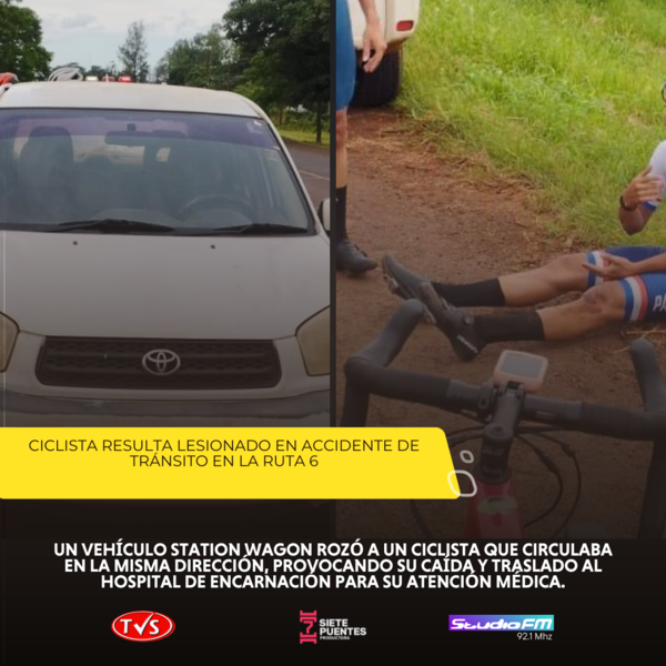 Accidente de Tránsito en Ruta 6: Lesionado un Ciclista en Colisión con un Vehículo - TVS