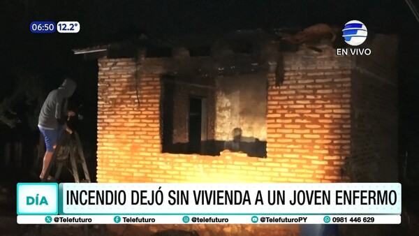 Incendio dejó sin vivienda a un joven enfermo en Luque