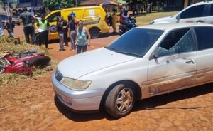 Choque entre auto y moto en Minga Guazú deja dos heridos