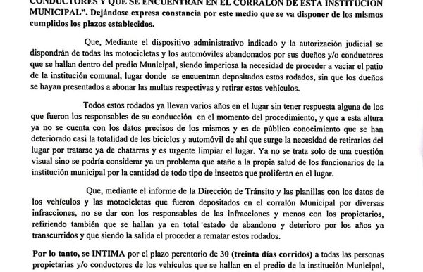 Rematarán motocicletas que se encuentran en corralón municipal de Franco
