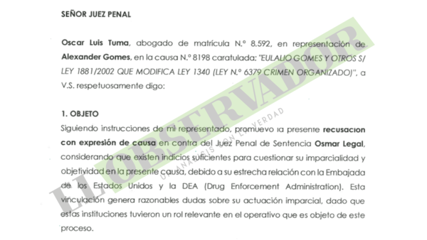 Pavo Real II: Recusan al juez Osmar Legal por relacionamiento con Embajada de EEUU y la DEA