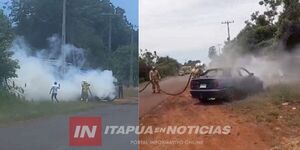 UN AUTOMÓVIL ARDIÓ EN LLAMAS EN EDELIRA - Itapúa Noticias