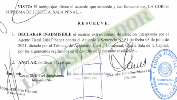 Corte deja firme absolución de expiloto de Nicanor Duarte por error en fundamentación fiscal