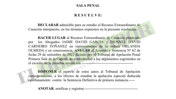 Sala Penal hace lugar a casación al constatar error de Cámara sobre comiso de propiedad