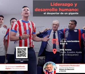El técnico de la Albirroja fue convocado para compartir la mentalidad ganadora con docentes