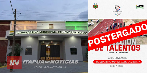 SE POSTERGA JORNADA DE DETECCIÓN DE TALENTOS EN CAMBYRETÁ - Itapúa Noticias
