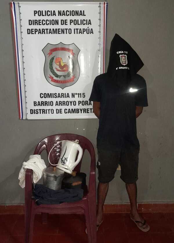 Detuvieron a presunto delincuente y recuperaron enseres hurtados en Cambyreta