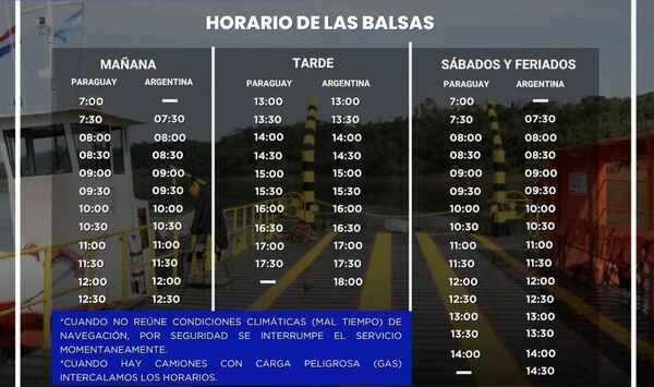 Puerto Itá Enramada habilita horario de balsas para la final de la Copa Sudamericana 2024