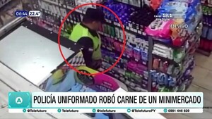Vergonzoso: Policía fue captado por cámaras robando carne