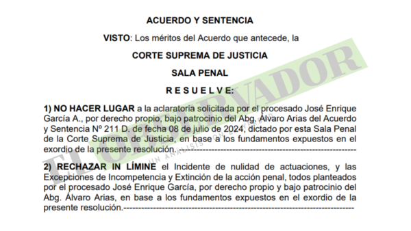 Rechazan incidentes y aclaratoria planteada por el excontralor Enrique García