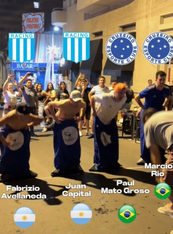Viral: hinchas de Racing y Cruzeiro jugaron "carrera vosa" en las calles de Asunción - Unicanal