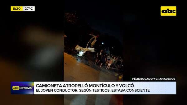 Mariano R. Alonso: camioneta volcó tras atropellar un montículo de arena - ABC Noticias - ABC Color