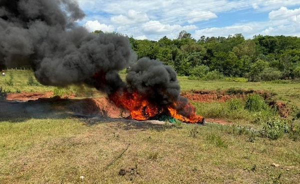 Incineran 851 kilos de marihuana incautada en Curuguaty