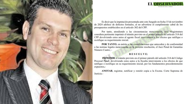 Juez detectó defectos formales en imputación de Aldo Cantero a hijo de RGD