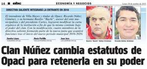 Clan Núñez priorizó perpetuarse en  la Opaci, antes que rendir cuentas - Política - ABC Color