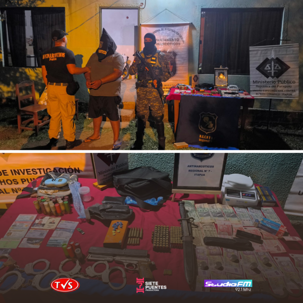 Allanamiento en Cambyretá: Agente penitenciario detenido por tenencia de drogas y armas - TVS