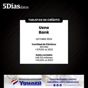 A octubre, la cartera de crédito con tarjetas del Ueno Bank aumentó 55% | Bancos | 5Días