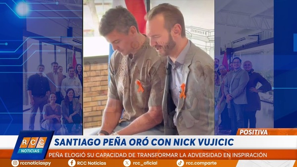 Video: Santiago Peña oró con Nick Vujicic