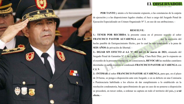 Intiman a exjefe policial Pastor Alvarenga a que se entregue a las autoridades 
