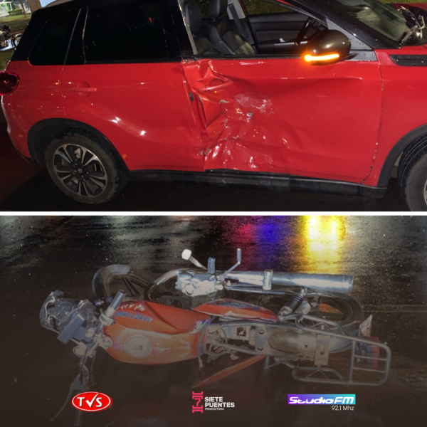 Choque entre camioneta y motocicleta deja un herido en Encarnación - TVS