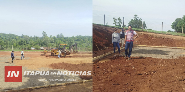AVANZA LA CONSTRUCCIÓN DE PISTA DEPORTIVA EN EL COLEGIO NACIONAL DE PUERTO SAMUHÚ - Itapúa Noticias