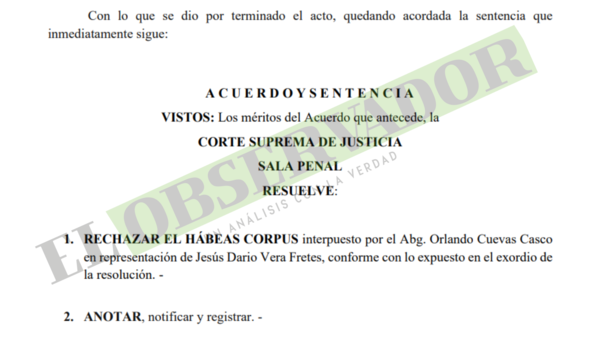 La Sala Penal “no puede constituirse en instancia de control de las decisiones de órganos judiciales inferiores” 