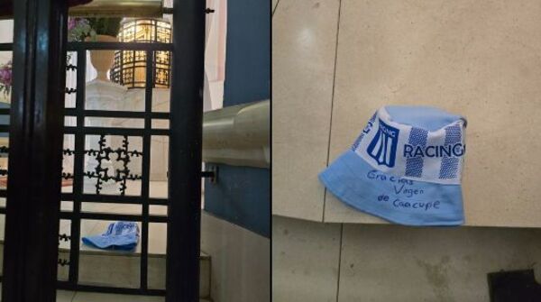 Hincha de Racing visitó a la Virgen de Caacupé para pagar su promesa