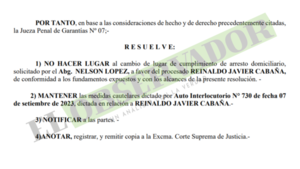 Juez rechaza cambio de domicilio del arresto domiciliario de Cucho Cabaña por riesgo de sustraerse al proceso