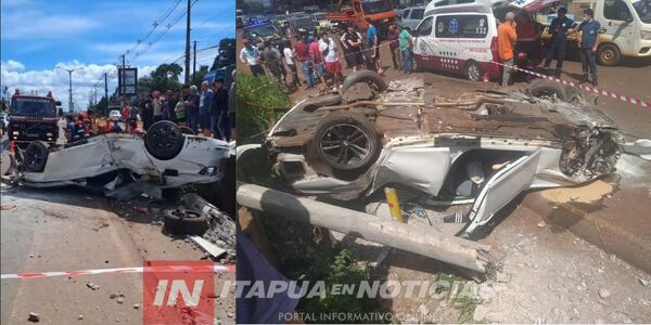 CONDUCTOR FALLECIÓ LUEGO DE PERDER EL CONTROL Y VOLCAR EN ENCARNACIÓN - Itapúa Noticias