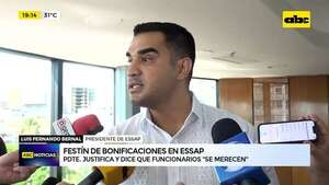 Bonificaciones en Essap: presidente justifica y dice que funcionarios “se merecen” - ABC Noticias - ABC Color