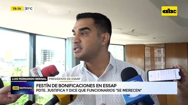 Bonificaciones en Essap: presidente justifica y dice que funcionarios “se merecen” - ABC Noticias - ABC Color