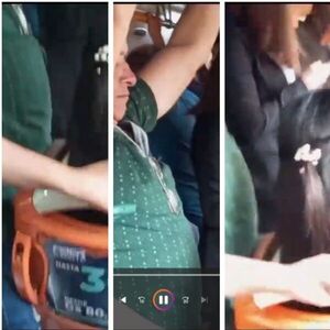 (Video) Pillan infraganti a un tipo depravado y lo rajan del bus