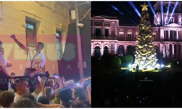 [VIDEO]¡Santi Peña prendió feroz arbolito navideño y se sacó selfies con sus fans!