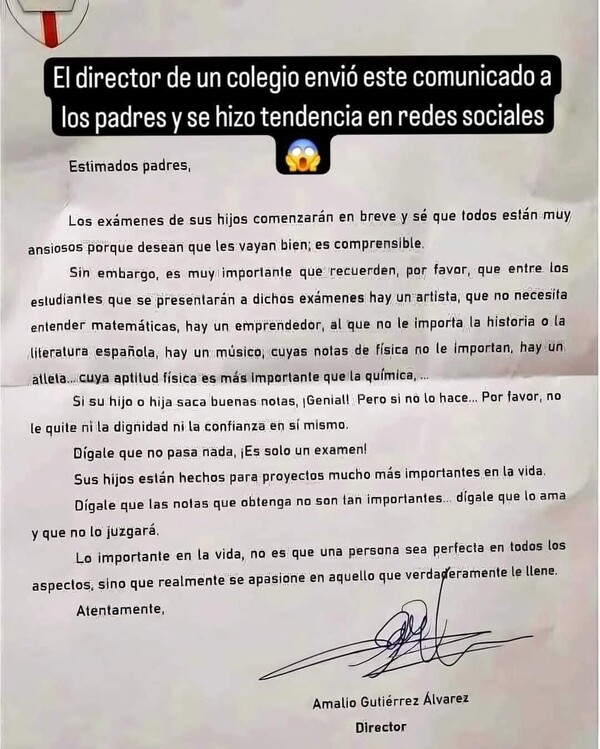 La carta de un director escolar que todos los padres deben leer » San Lorenzo PY
