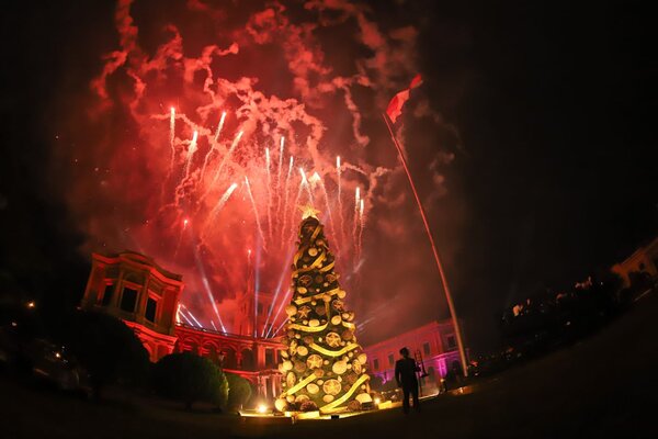 Con el encendido del árbol navideño del Palacio, dan inicio a la "Guarania de Navidad" - Unicanal