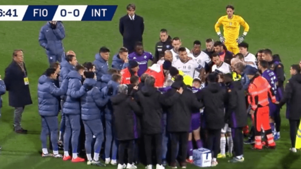 Suspenden Fiorentina vs. Inter tras desplome de futbolista